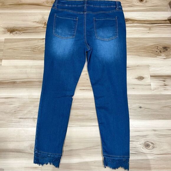 Haute Hippie Mid Rise Medium Wash Denim Jeans with Lace Hem Women’s 12 - Picture 6 of 6